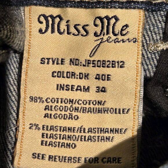 Miss Me Size 29 Bootcut Dark Wash Low Rise Rhinestone Angel Wing Back Pockets - Picture 5 of 6